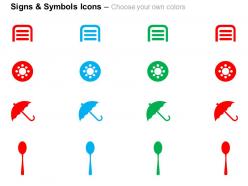Light source umbrellas spoon ppt icons graphics