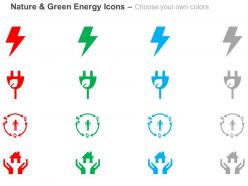 Lighting green plug home safety power circulation ppt icons graphics