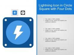 Lightning icon in circle square with four dots