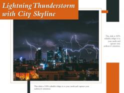 Lightning thunderstorm with city skyline