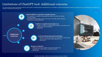 Limitations Of ChatGPT Tool Additional Concerns Everything About Chat GPT Generative ChatGPT SS