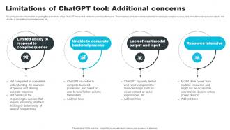 Limitations Of ChatGPT Tool Additional Concerns How ChatGPT Actually Work ChatGPT SS V