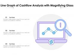 Line graph of cashflow analysis with magnifying glass