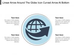 Linear arrow around the globe icon curved arrow at bottom