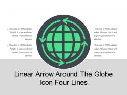 Linear arrow around the globe icon four lines