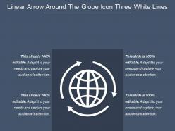 Linear arrow around the globe icon three white lines