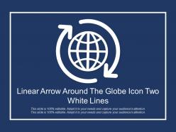 Linear arrow around the globe icon two white lines
