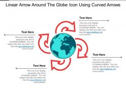 Linear arrow around the globe icon using curved arrows