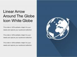 Linear arrow around the globe icon white globe