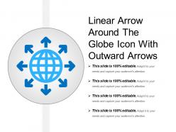 Linear arrow around the globe icon with outward arrows