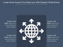 Linear arrow around the globe icon with outward white arrows
