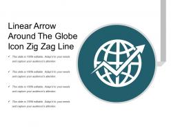 Linear arrow around the globe icon zig zag line