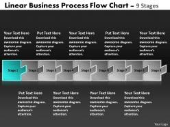 Linear business process flow chart 9 stages electrical schematic symbols powerpoint templates