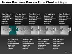 Linear business process flow chart 9 stages electrical schematic symbols powerpoint templates