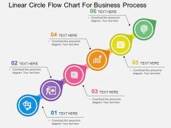 Linear circle flow chart for business process flat powerpoint design