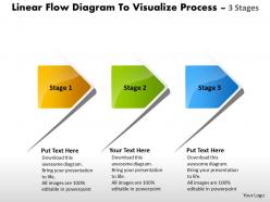 Linear Flow Diagram To Visualize Process 3 Stages Chart Production Powerpoint Slides