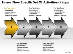 Linear flow specific set of activities 5 stages make chart powerpoint templates