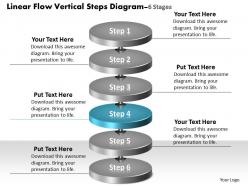 Linear flow vertical steps diagram 6 stages process charts examples powerpoint templates