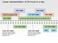 Linear representation of 24 hours in a day flat powerpoint design