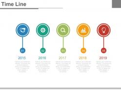 Linear sequential timeline with icons powerpoint slides
