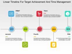 Linear timeline for target achievement and time management flat powerpoint design