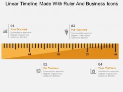 Linear timeline made with ruler and business icons flat powerpoint design