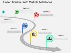 Linear timeline with multiple milestones flat powerpoint design