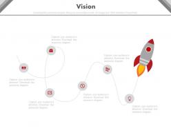 Linear timeline with rocket and icons for business vision powerpoint slides