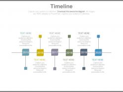 Linear timeline with years for business success achievement powerpoint slides
