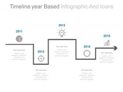 Linear Timeline Year Based Infographcis And Icons Powerpoint Slides