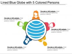 Lined blue globe with 5 colored persons
