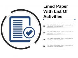 Lined paper with list of activities