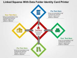 Linked squares with data folder identity card printer flat powerpoint design