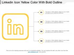Linkedin icon yellow color with bold outline