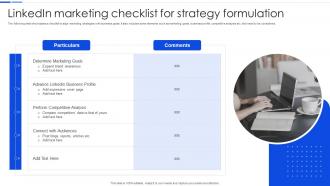 Linkedin Marketing Checklist For Strategy Formulation