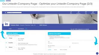 Linkedin Marketing For Startups Our Linkedin Company Page Optimize Ppt Demonstration