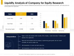 Liquidity analysis of company for equity research quick ratio ppt powerpoint presentation file graphics template