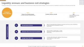 Liquidity Avenues And Business Exit Strategies