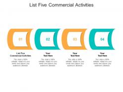 List five commercial activities ppt powerpoint presentation diagram images cpb