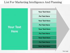 List for marketing intelligence and planning flat powerpoint design