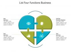 List four functions business ppt powerpoint presentation icon diagrams cpb