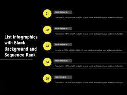 List Infographics With Black Background And Sequence Rank