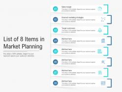 List of 8 items in market planning