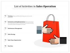 List of activities in sales operation