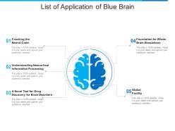 List of application of blue brain