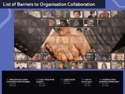 List of barriers to organisation collaboration