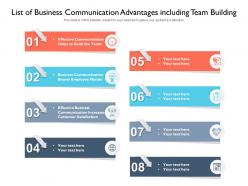 List of business communication advantages including team building
