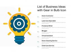 List of business ideas with gear in bulb icon