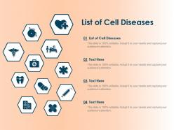 List of cell diseases ppt powerpoint presentation gallery templates