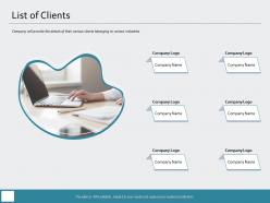 List of clients company logo ppt powerpoint presentation inspiration format ideas